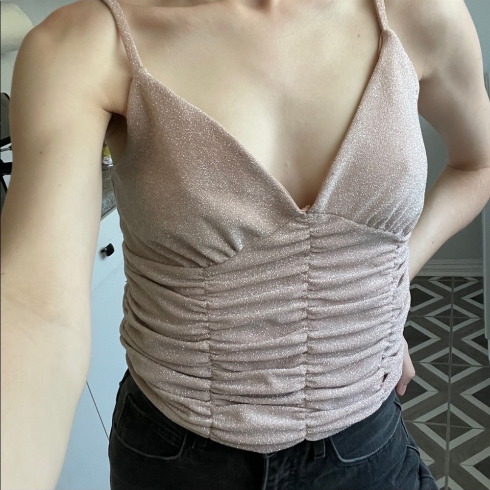 Wild Fable Sparkly Ruched Crop Top